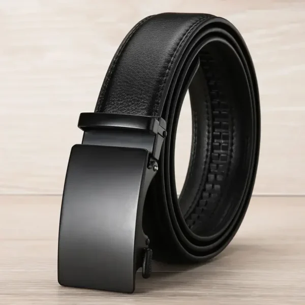 Ceinture automatique en cuir PU pour hommes, célèbre marque, affaires, sangles de taille, noir, jeans masculins, environnement