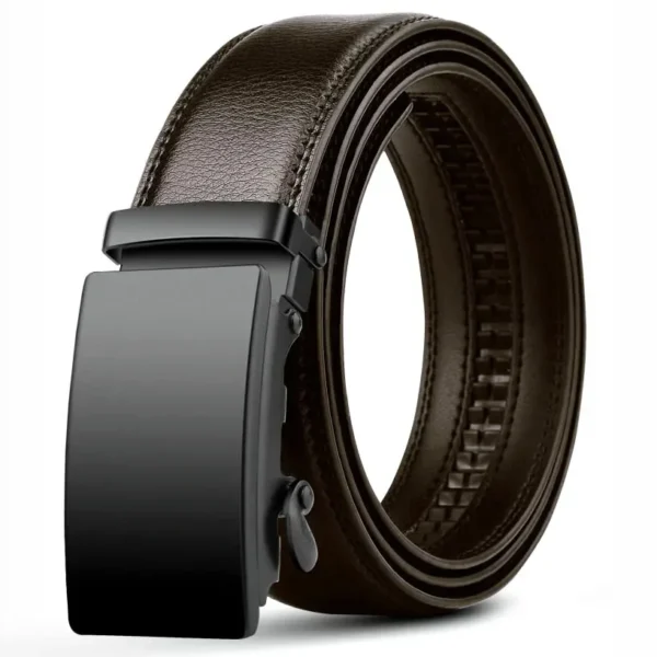 Ceinture automatique en cuir PU pour hommes, célèbre marque, affaires, sangles de taille, noir, jeans masculins, environnement