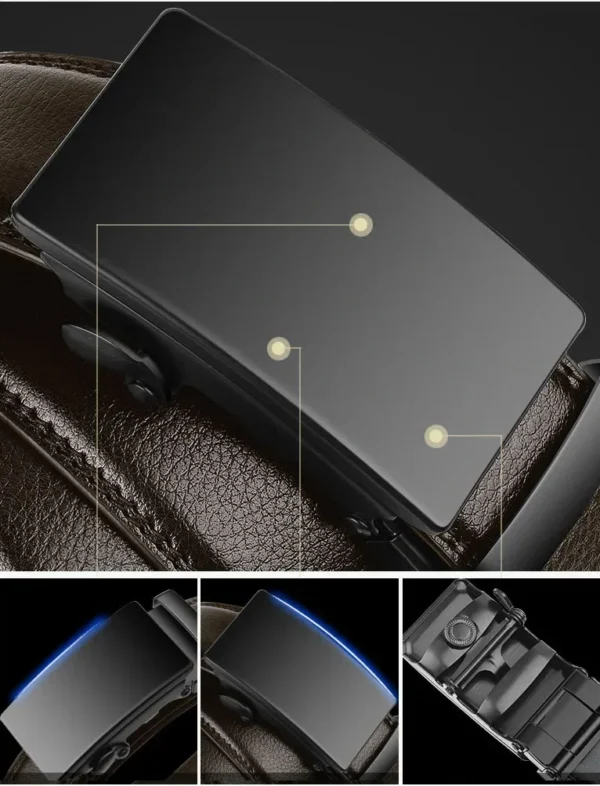 Ceinture automatique en cuir PU pour hommes, célèbre marque, affaires, sangles de taille, noir, jeans masculins, environnement