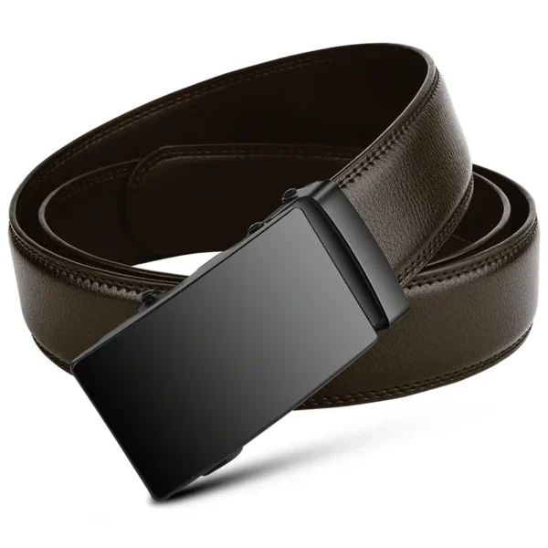Ceinture automatique en cuir PU pour hommes, célèbre marque, affaires, sangles de taille, noir, jeans masculins, environnement