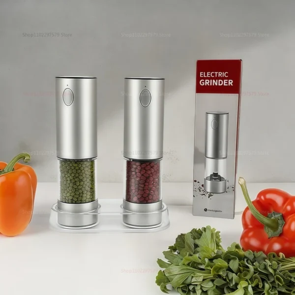 USB Rechargeable Pepper Salt Grinder Set Adjustable Electric Pepper Grinder Kitchen Gadget Cooking Tool for Spices Food Grinder