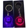 Custom Dota 2 Keychain Online Game Dota2 Logo Round Pendant Keyring with Light