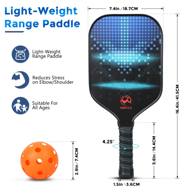 USAPA Approved Pickleball Paddles Set Carbon Fiber Rackets Honeycomb Core 4 Balls Portable Racquet Cover Carrying Bag for Indoor