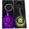 Custom Dota 2 Keychain Online Game Dota2 Logo Round Pendant Keyring with Light