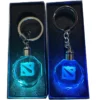 Custom Dota 2 Keychain Online Game Dota2 Logo Round Pendant Keyring with Light