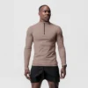Polyester Spandex Manufacturers Zip up Fitness Running Plain Quick Dry Custom Long Sleeve Men Sports T-Shirt