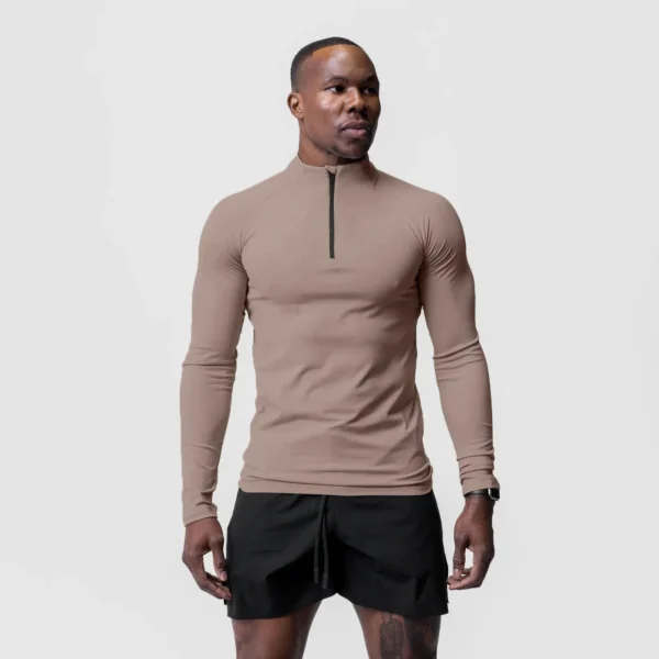 Polyester Spandex Manufacturers Zip up Fitness Running Plain Quick Dry Custom Long Sleeve Men Sports T-Shirt