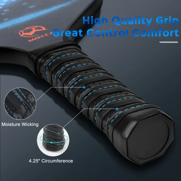 USAPA Approved Pickleball Paddles Set Carbon Fiber Rackets Honeycomb Core 4 Balls Portable Racquet Cover Carrying Bag for Indoor