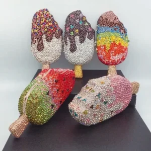 H2dd10da7a03b4127ab72568ff086298cJ.webp Women's Wedding Bling Diamond Crystal Evening Bag Party Skull Hand Strap Rhinestone Ice Cream Clutch Purse in Fish Cake Shape