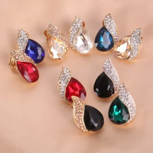 H2fbe2f0293da4545943321f07abff946a.webp Fashion Women's Teardrop Clip on Earrings Non Piercing Rhinestone Crystal Charm Jewelry Ear Clip Wholesale