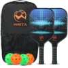 USAPA Approved Pickleball Paddles Set Carbon Fiber Rackets Honeycomb Core 4 Balls Portable Racquet Cover Carrying Bag for Indoor