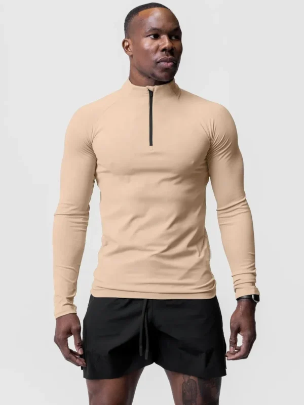 Polyester Spandex Manufacturers Zip up Fitness Running Plain Quick Dry Custom Long Sleeve Men Sports T-Shirt