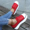 Women's Sneakers 2022 Spring Stretch Fabric Ladies Lace up Casual Shoes Large-Sized Running Walking Sport Flats Sneakers Women