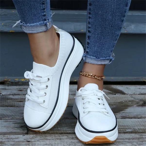 Women's Sneakers 2022 Spring Stretch Fabric Ladies Lace up Casual Shoes Large-Sized Running Walking Sport Flats Sneakers Women