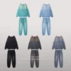 Custom logo Gradient Color Fleece Fabric Pullover Sweater Hoodies Unisex Sets Unisex Oversized Wash Sweatshirt and Jogger Set