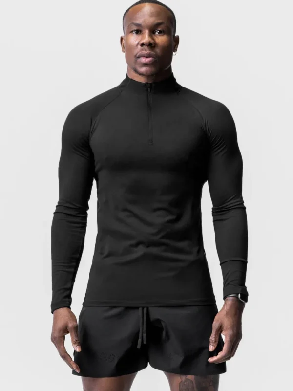 Polyester Spandex Manufacturers Zip up Fitness Running Plain Quick Dry Custom Long Sleeve Men Sports T-Shirt