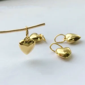 Romantic 14k Gold Filled 7.0mm Puffy Heart Charms for Jewelry Making Bracelet and Necklace