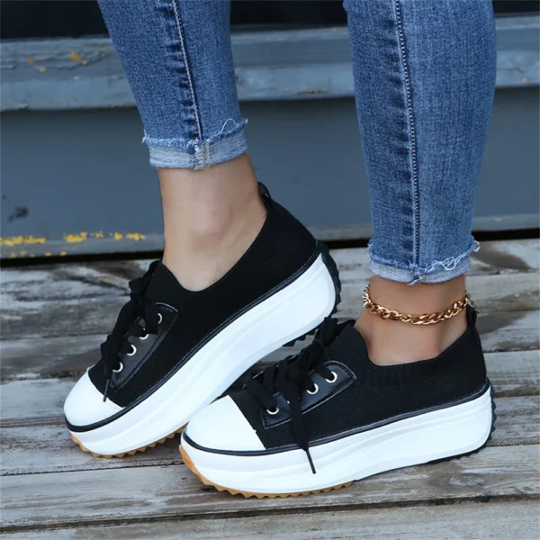 Women's Sneakers 2022 Spring Stretch Fabric Ladies Lace up Casual Shoes Large-Sized Running Walking Sport Flats Sneakers Women