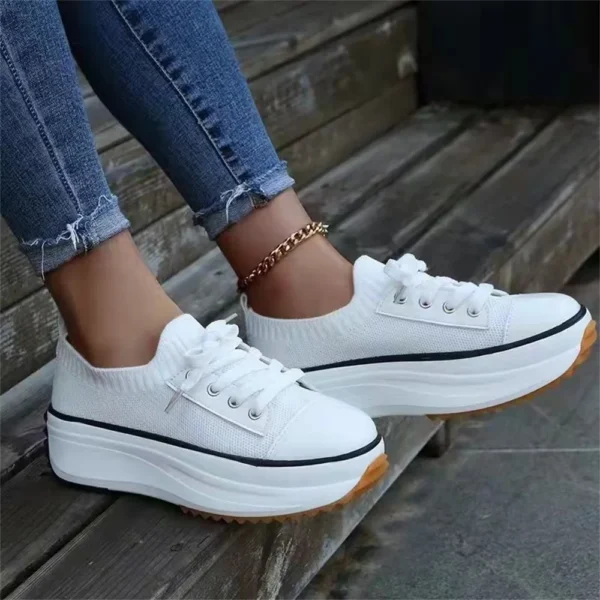 Women's Sneakers 2022 Spring Stretch Fabric Ladies Lace up Casual Shoes Large-Sized Running Walking Sport Flats Sneakers Women