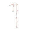 S925 Sterling Silver Star Tassel Asymmetric Pearl Earrings Korean Style Tempered Jewelry