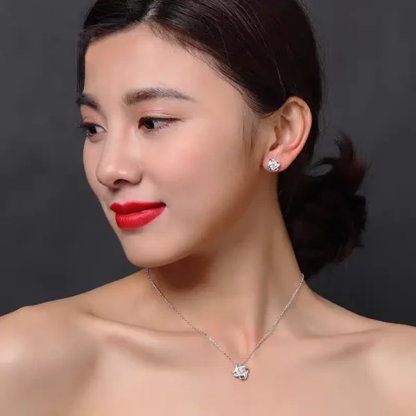 925 Sterling Silver Zircon Clover Flower Necklaces Pendants for Women High Quality Jewelry