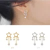 Hfef520a34ad24fa19dd8d1e08e2fceaeV.webp S925 Sterling Silver Earrings Korean Fashion Crystal Earrings Star Your Earrings Silver Jewelry Accessories