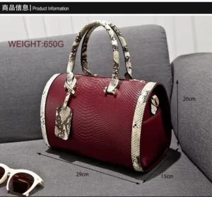 H005c57cbb000401f8c6f024d3d7ac7a0B.webp Large Capacity Women's Snake Leather Boston Handbag Durable Sling Tote Bag with Zipper Closure Handbag for Girls