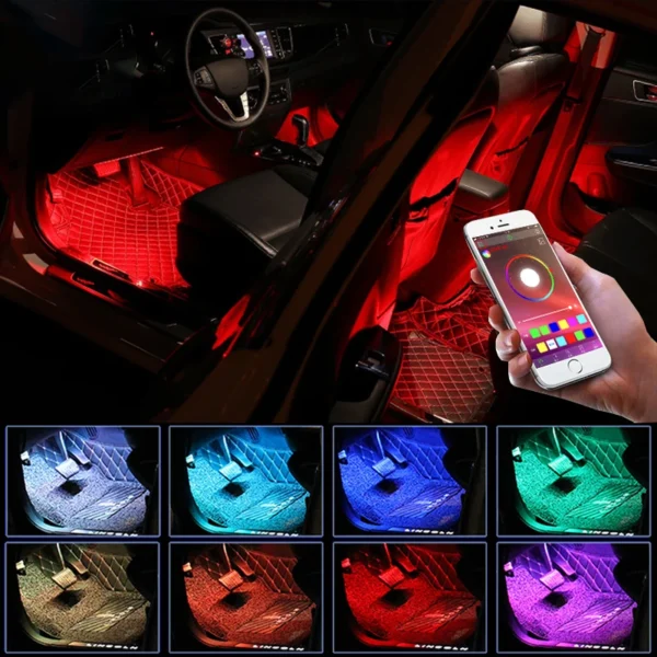 H00a7228d39884fccafea53611b72ff7fU.webp LED Car Foot Light Ambient Lamp With USB Wireless Remote Music Control Multiple Modes Automotive Interior Decorative Lights
