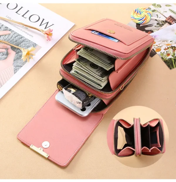 New Design Leather Crossbody Bags Mobile Cell Phone Bag Wallet Purse Pouch with Touch Ladies Small Shoulder Bag for Girl Woman