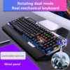 GAZ-KB02 Metal Mechanical Gaming Keyboard with Hand Rest, Mobile Phone Holder Knob Adjustment 104-key Wired Keyboard