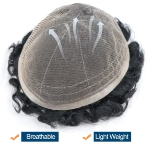 H1499f66d8bfb422aa5ed20a83acf64120.webp Afro Wave Hair Units for Men Full French Lace Hair Replacement Black Male Curly Afro Toupee African American Human Hair Men Wigs