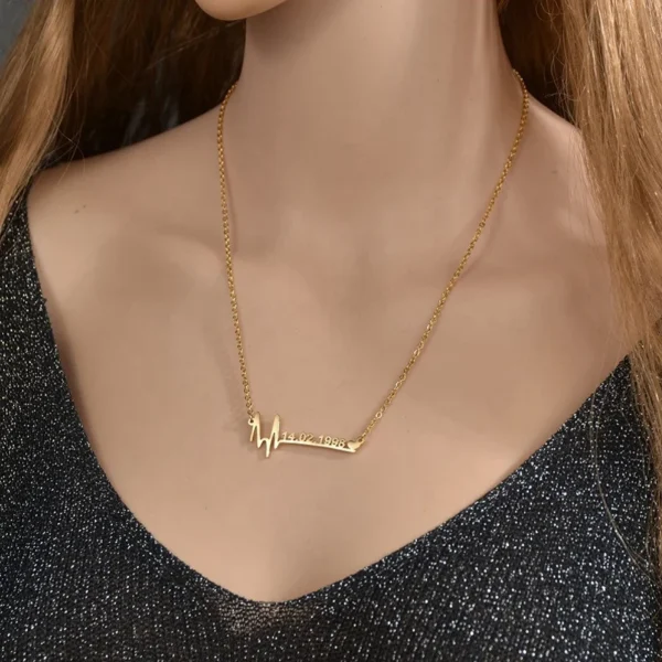 H1b5b9ae3d02f411cbbad1ed6f74b0d02N.webp Stainless Steel Heartbeat Necklace Personalized Custom Birth Date Fashion Birthday Gift Women Jewelry Necklaces
