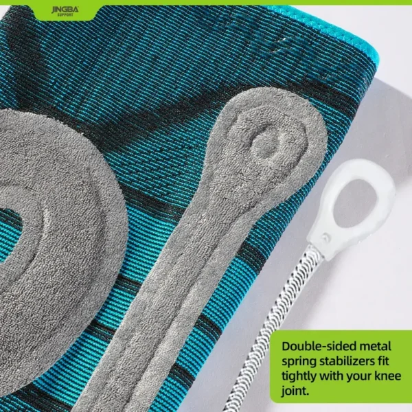 JINGBA Pro Knee Compression Sleeve Knee Braces with Side Stabilizers Patella Gel Pad for Gym Volleyball Basketball Knee Pain