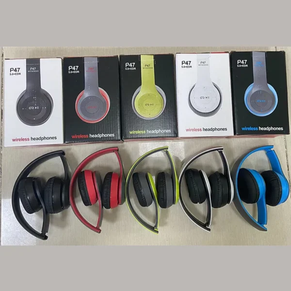 H375ec29d9e2e4a6cb2dd9060cdd3f2d5X.webp Headphones Wireless Blue Tooth P47 Earphone Foldable Headset for Mobile Phone or Computer Audifonos AUX Line TF Card