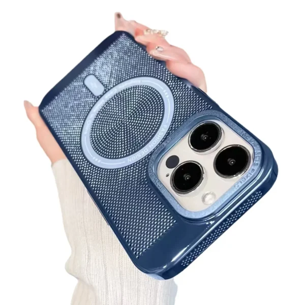 Yapears Electroplated Metal Cooling Magnetic Phone Case for IPhone 15 Pro Max Support Wireless Charging for Iphone Hard Shell