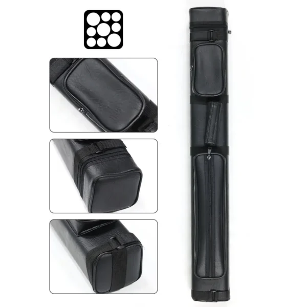 High Quality 3B6S Black 9 Holes PU Leather 1/2-pc  Billiard Cue case Carrying Pool Cue Stick Bag on Sale