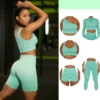 Women's Seamless Yoga Set High Waist Hip Lifting Pants With Long Sleeved Sports Bra Healthy Fitness Apparel