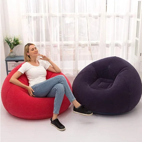 Living Room Furniture Inflatable Sofa Bed Set Lazy Single Bean Bag PVC Flocking Sofa Napping Casual Comfortable Party Gift