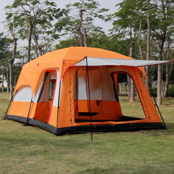 H4cfe0f0e2ec9450683f906a9ab73b445k.webp Super-Large Two Rooms One Hall Tent Outdoor Camping 6 -12 People Waterproof Tent