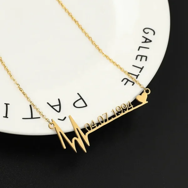 H4d43773845fa4f45adec792590544ddaq.webp Stainless Steel Heartbeat Necklace Personalized Custom Birth Date Fashion Birthday Gift Women Jewelry Necklaces