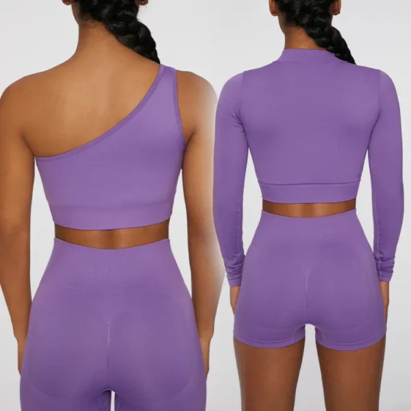 Women's Seamless Yoga Set High Waist Hip Lifting Pants With Long Sleeved Sports Bra Healthy Fitness Apparel