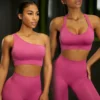 Women's Seamless Yoga Set High Waist Hip Lifting Pants With Long Sleeved Sports Bra Healthy Fitness Apparel