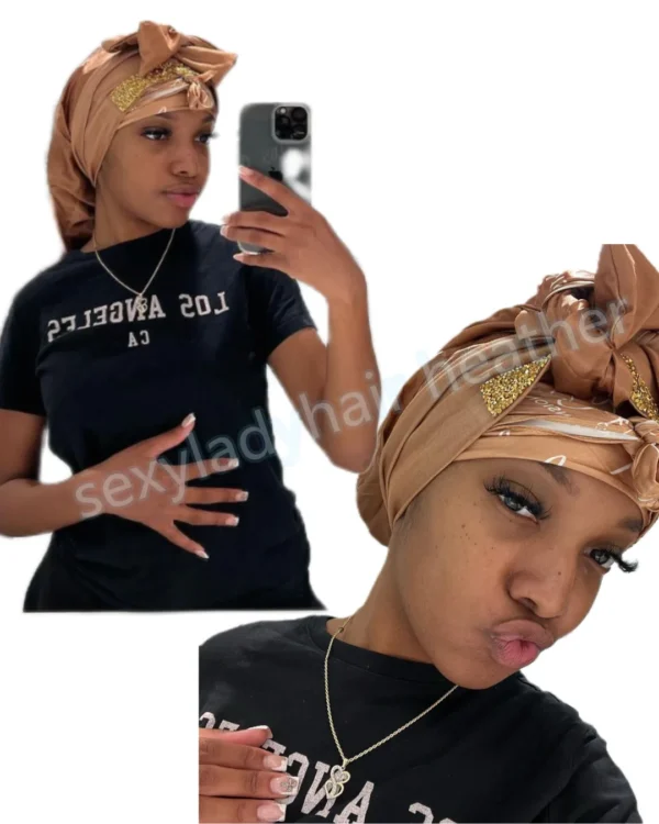 H713f30307cbf4b0e872a2a9c510b1933b.webp Custom Elegant Bonnet With Personal Logo for Ladies Sleeping Care Button Bonnet Shower Button Hats