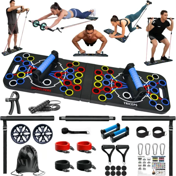 Multi-Functional Home Workout Equipment-ABS Foldable Fitness Floor for Chest Muscle Exercise Pushup Bar & Arm Strength Board