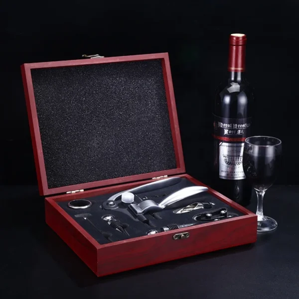 Bar Tools 9 Pieces Wine Bottle Opener Corkscrew Sets for Wood Case