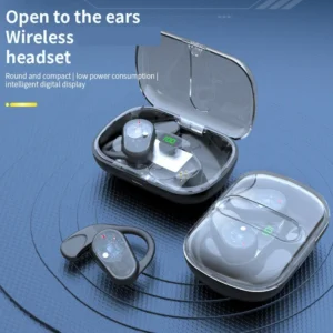 OWS 80 OWS80 True Wireless Earbuds Bone Conduction Transparent Crystal Open Ear Clip Digital Display TWS Earbud Headphone