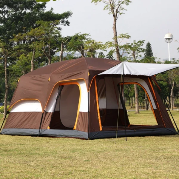 H8bd46df66363474b8c3264e5c3437507b.webp Super-Large Two Rooms One Hall Tent Outdoor Camping 6 -12 People Waterproof Tent