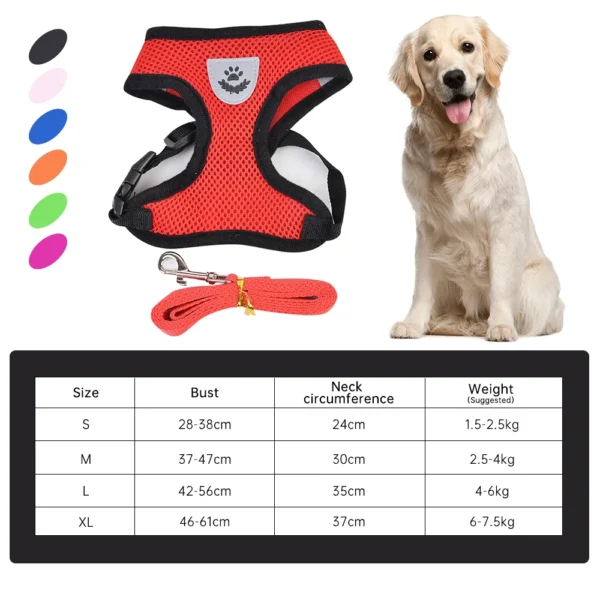 Dropshipping No Pull Reflective Breathable Adjustable Pastel Strap Dog Chest Harness Vest Leash Set