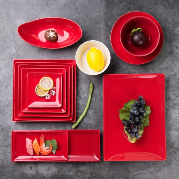 HTB1Tcb9e2WG3KVjSZPcq6zkbXXaZ.webp Luxury Ceramic Dinnerware Sets Porcelain Round and square Red Ceramic Plate for Restaurant