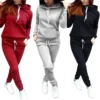 Hot Sale Fashion Women 2 Piece Set Hooded Tops + Pants Solid Winter Fleece Tracksuit Sweatshirt Sweater Hoodies Suits